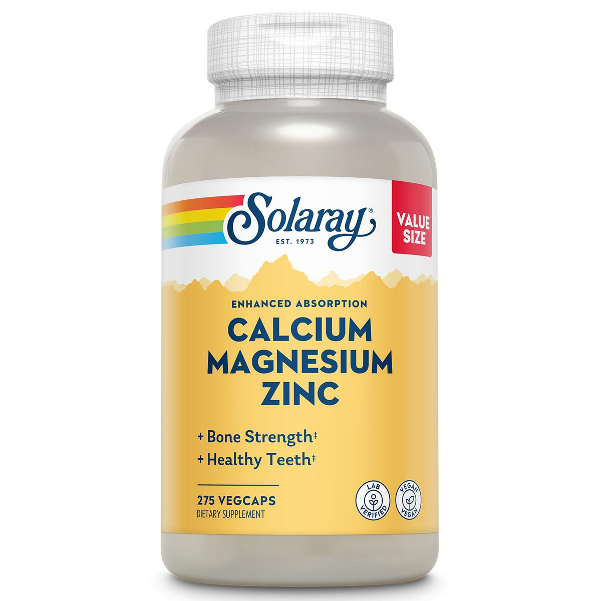 SOLARAY Calcium Magnesium Zinc bottle with label