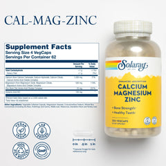 Close-up of Calcium 1000mg and Magnesium 500mg per serving
