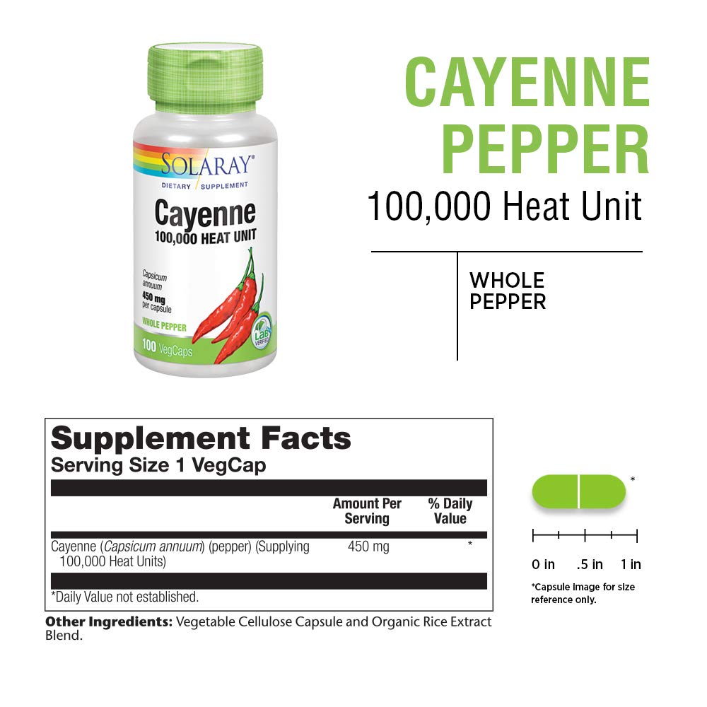 Bottle of cayenne pepper capsules