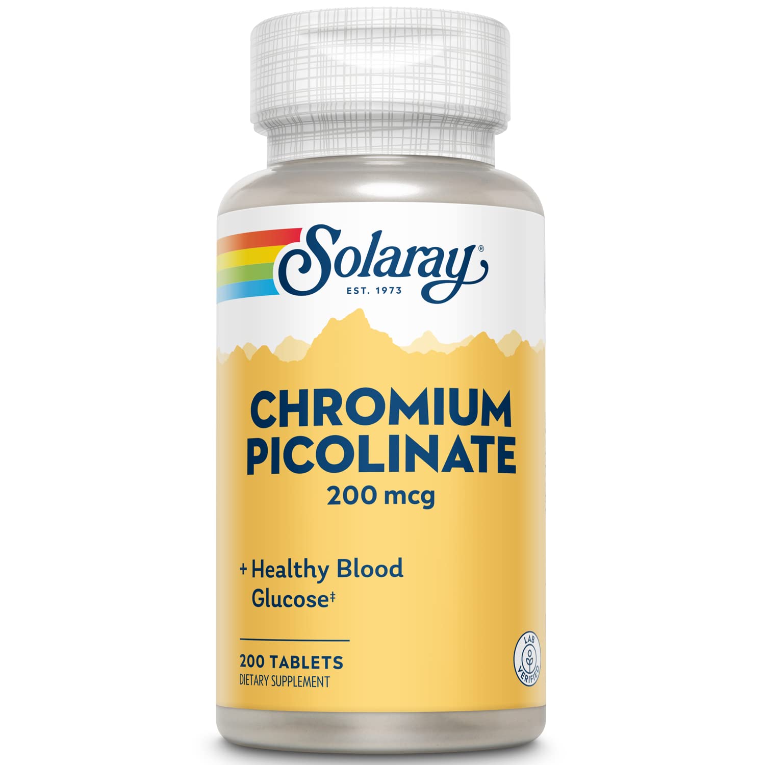 Close-up of Solaray Chromium Picolinate 200 mcg tablets