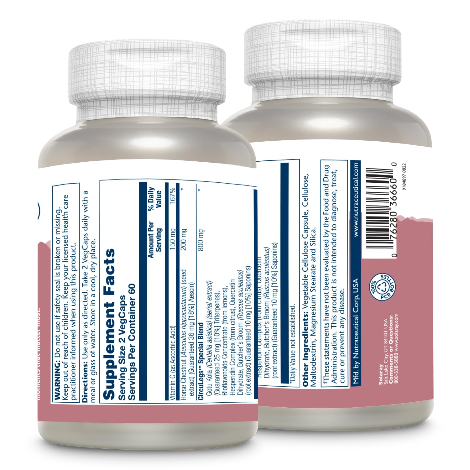 Close-up of CircuLegs ingredients including Gotu Kola, Bioflavonoids, Hesperidin