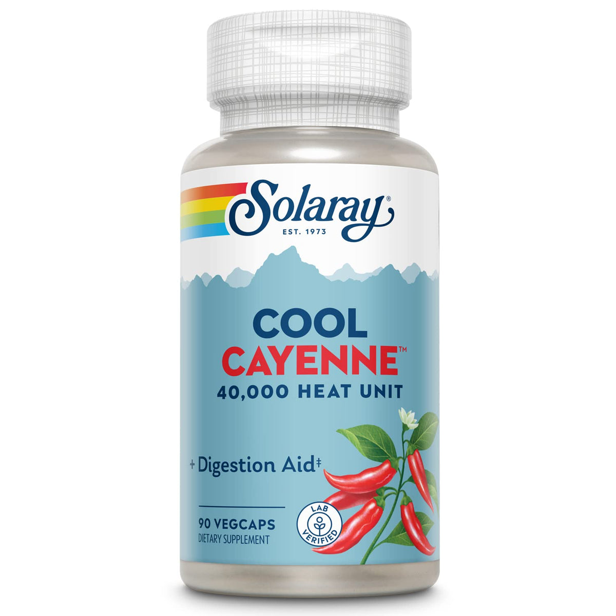 Solaray Cool Cayenne 90 capsules bottle front view