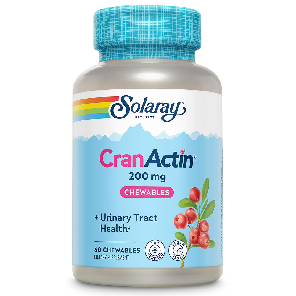 SOLARAY CranActin Cranberry Chewable Tablets 200 mg, 60 count – urinary tract support