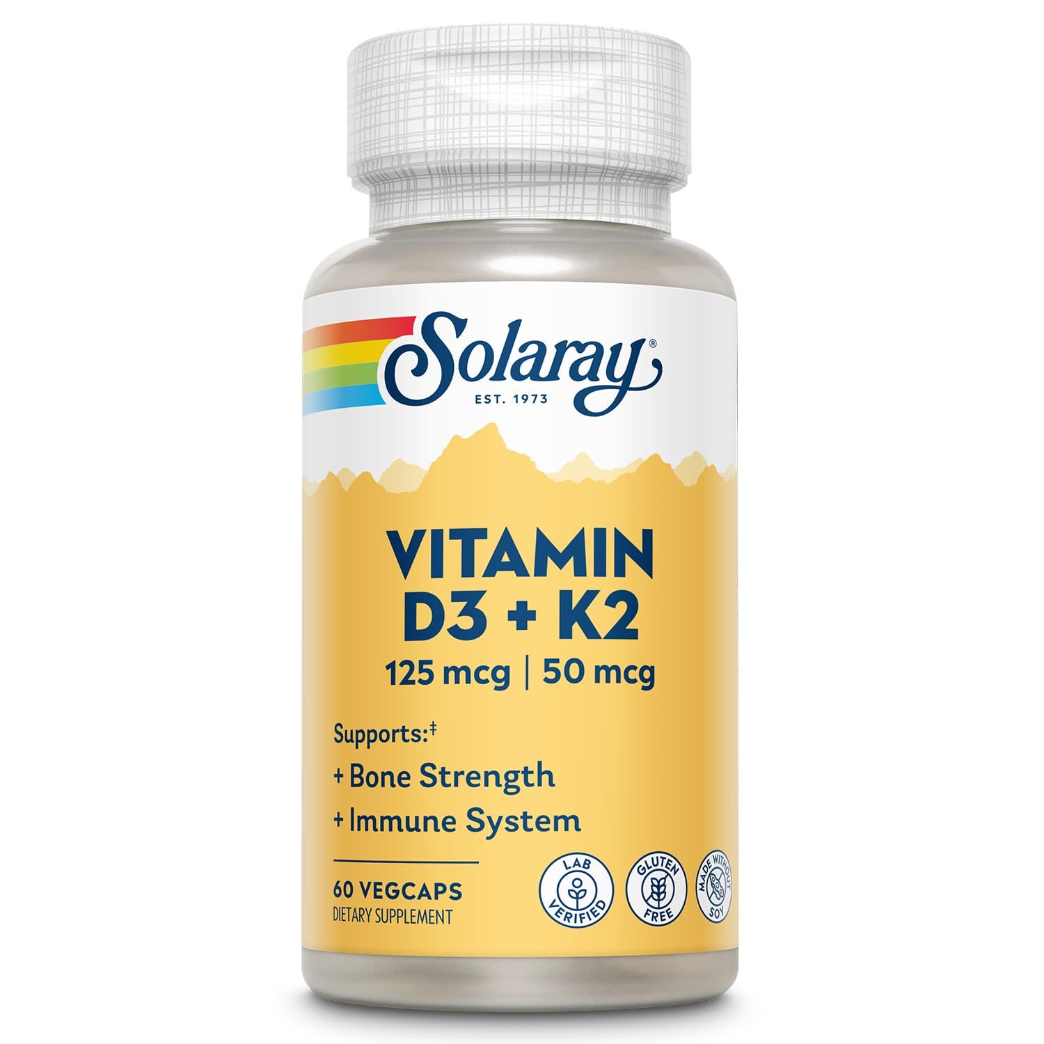 SOLARAY D3 K2 bottle with 60 vegan capsules