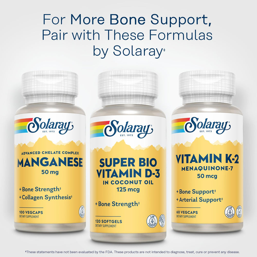 Lab verification seal and sustainability icons for Solaray D3