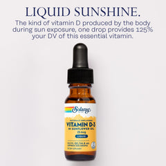 Unflavored vitamin D3 liquid drops in amber bottle