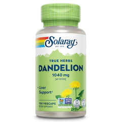 SOLARAY Dandelion Root Supplement bottle with 1,040 mg per serving and 100 vegan capsules