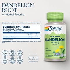 Close-up of the whole-root dandelion root capsules