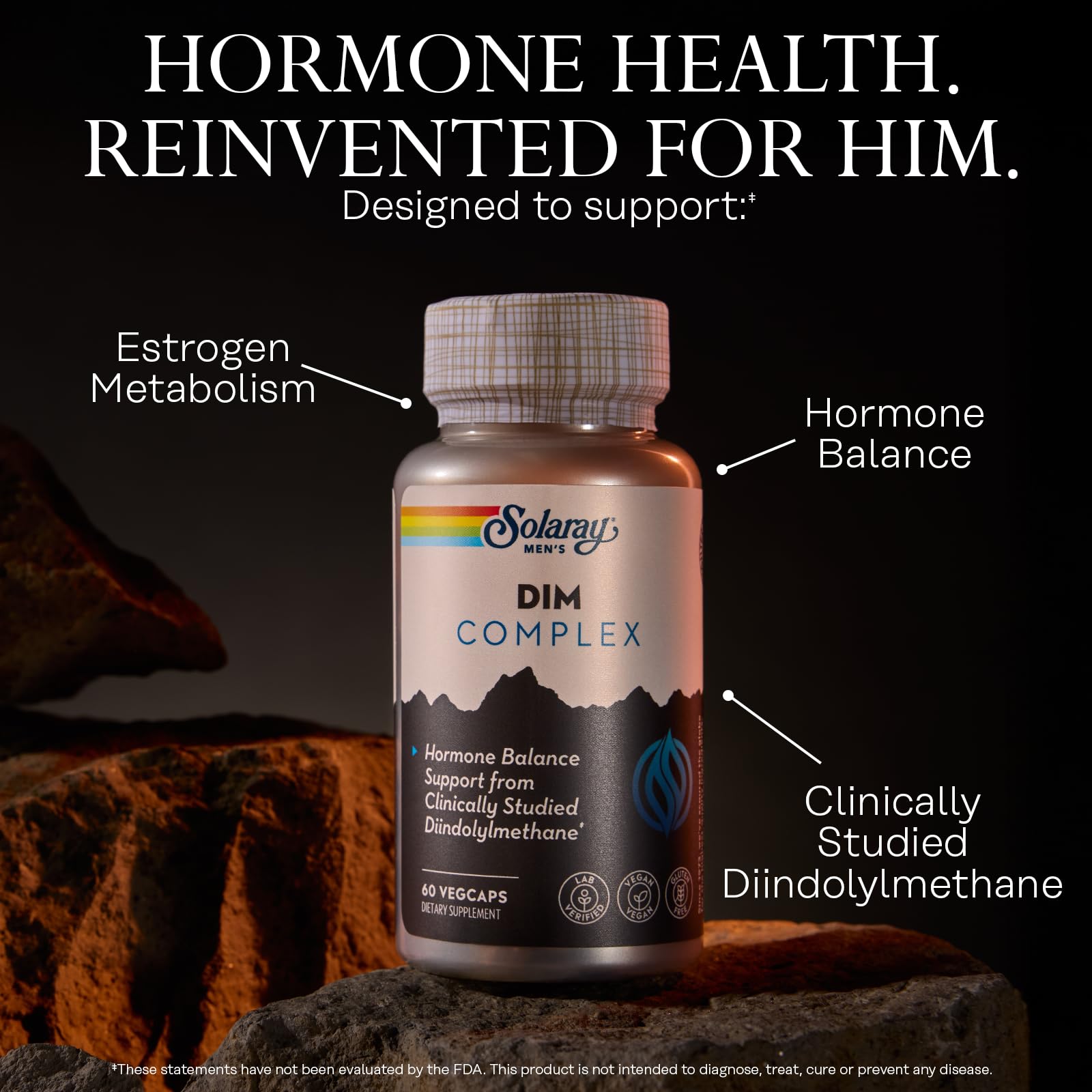 Graphic showing ingredients: DIM, zinc, quercetin