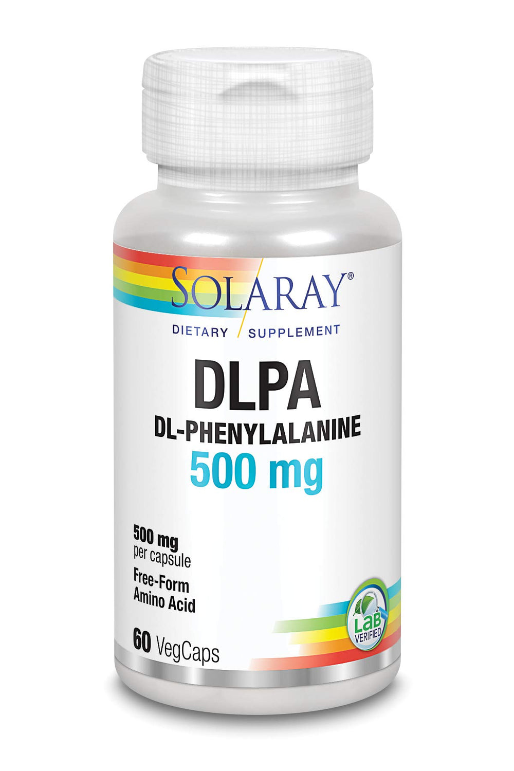 Nutritional facts panel for SOLARAY DL-Phenylalanine 500mg