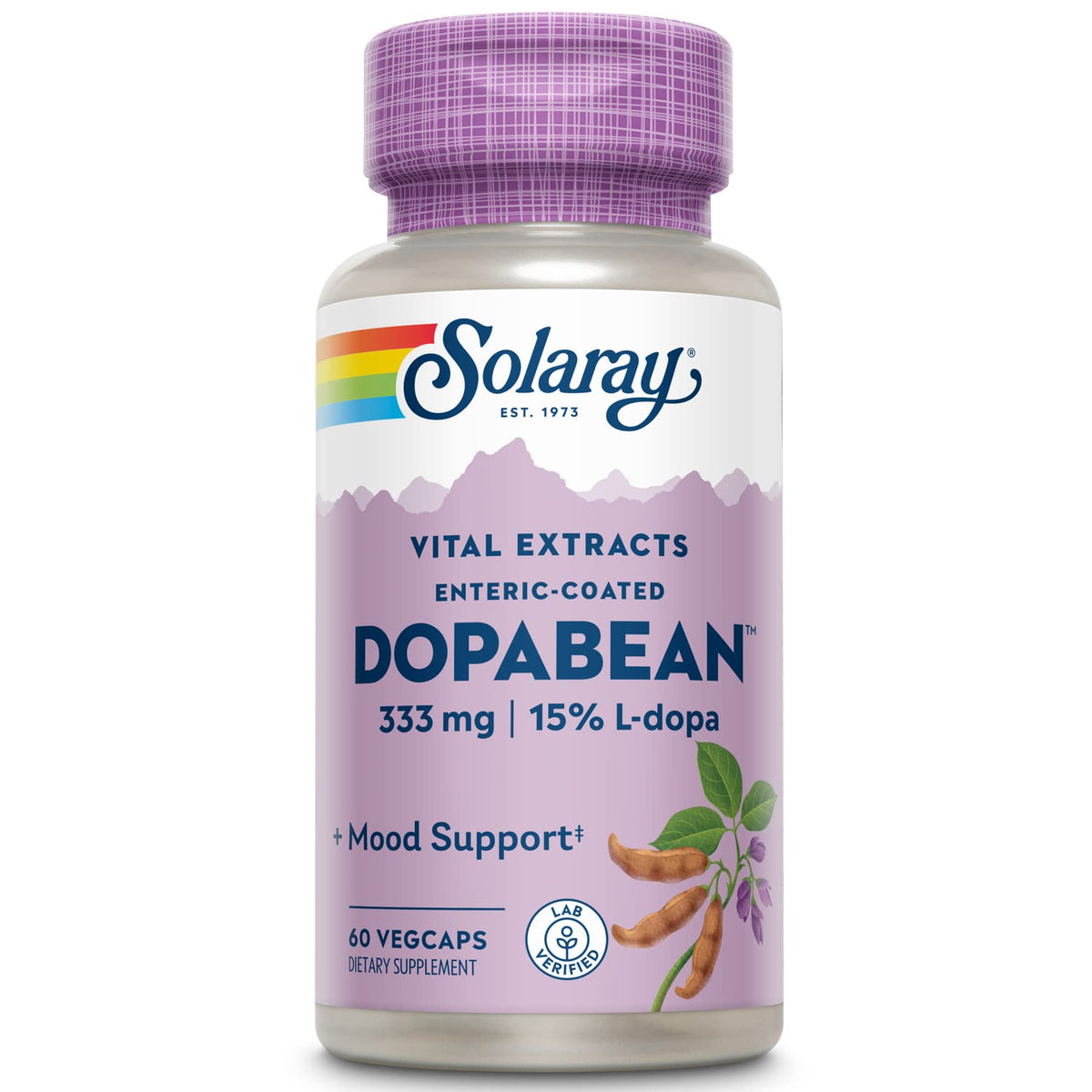 SOLARAY Dopabean 333 mg bottle – front view, 60 count
