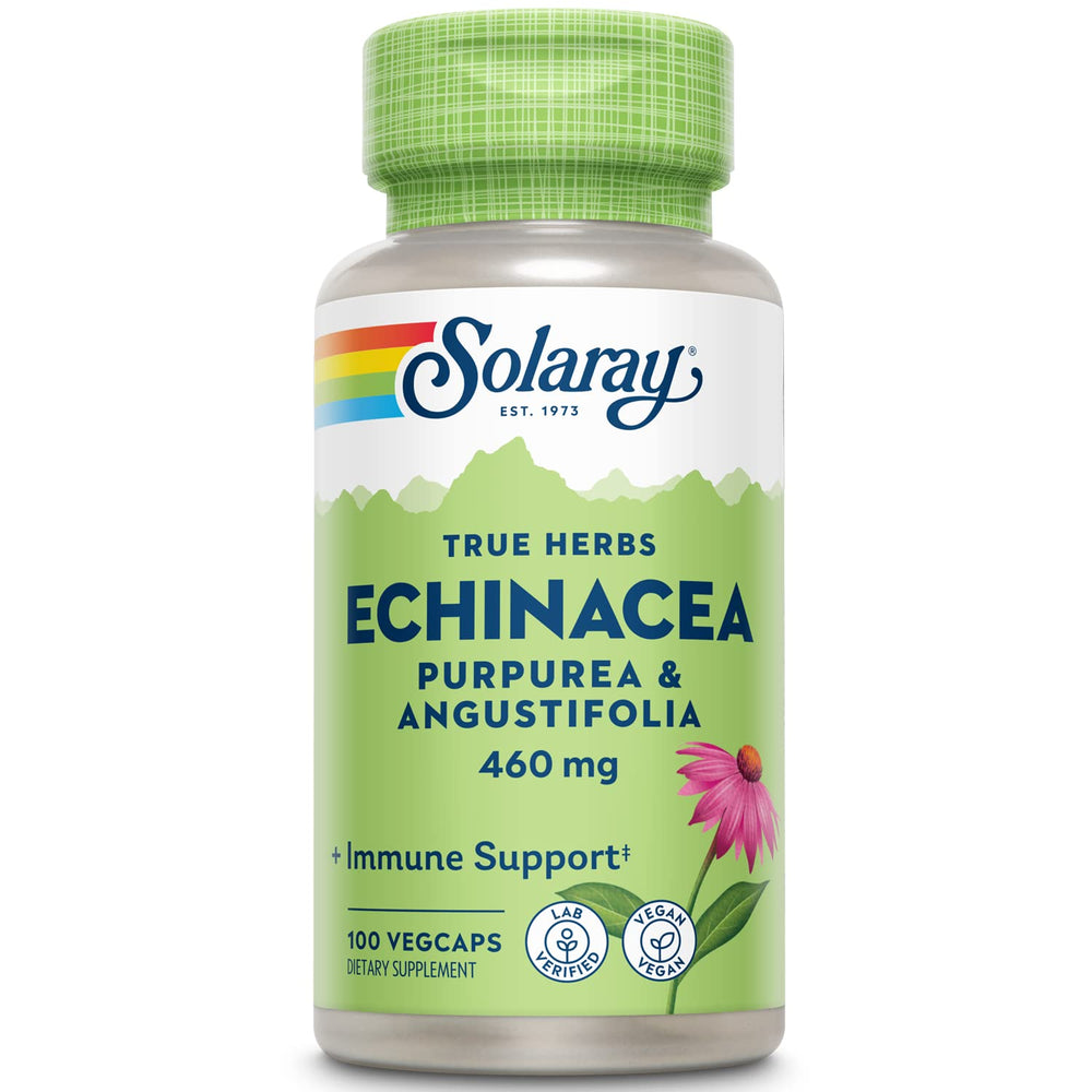 SOLARAY Echinacea Angustifolia & Purpurea Root Veg Cap bottle front 460mg 100 count