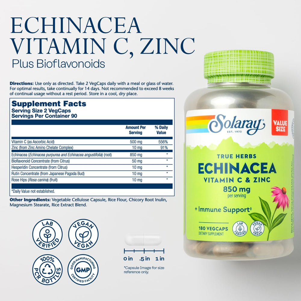 Bioflavonoids and rose hips included in SOLARAY Echinacea immune support