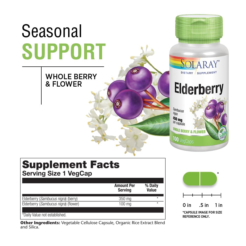 Non-GMO vegan SOLARAY elderberry packaging