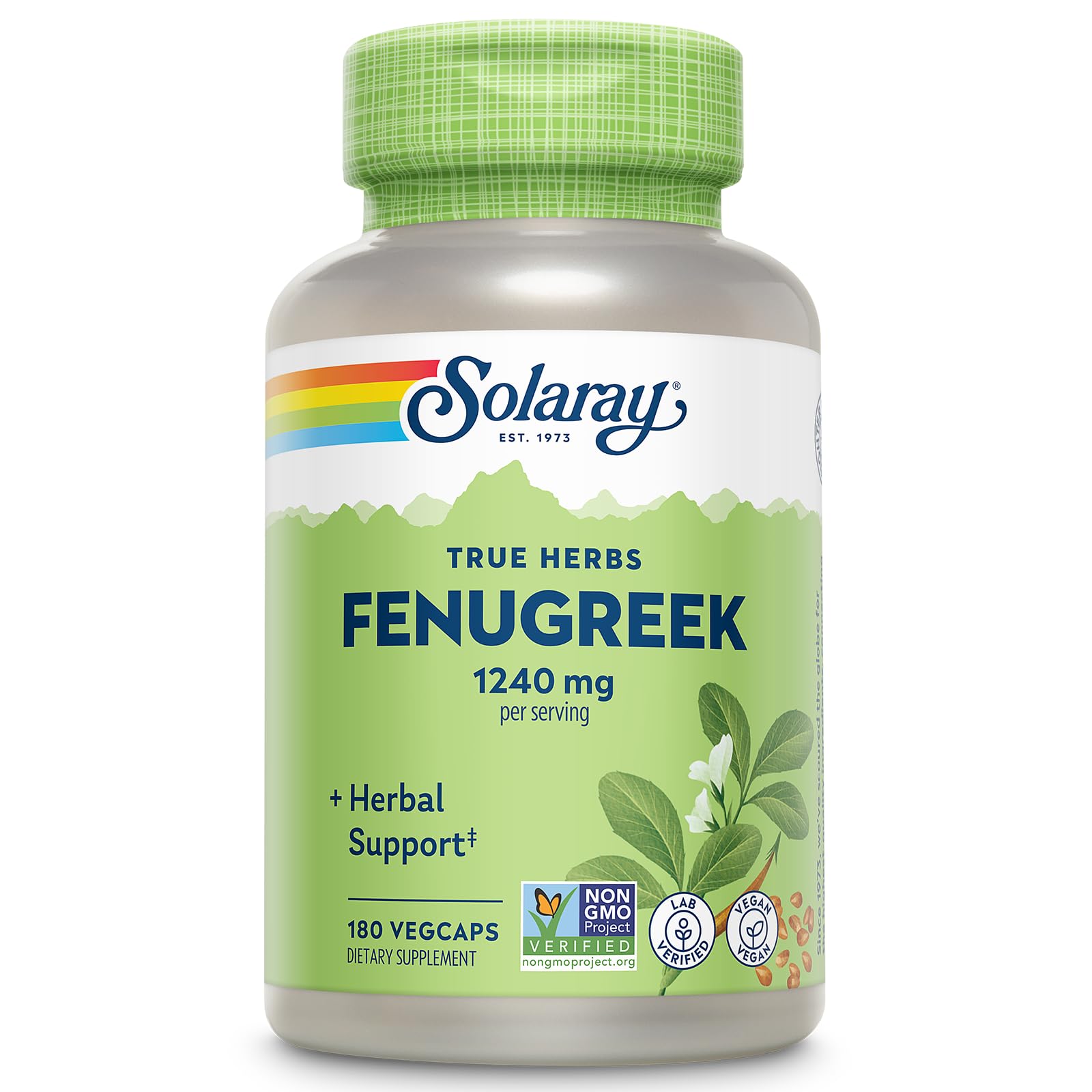 Solaray Fenugreek Seed 1240 mg bottle – front view