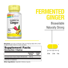 Label close-up: SOLARAY Fermented Ginger Root 400mg - 100 VegCaps