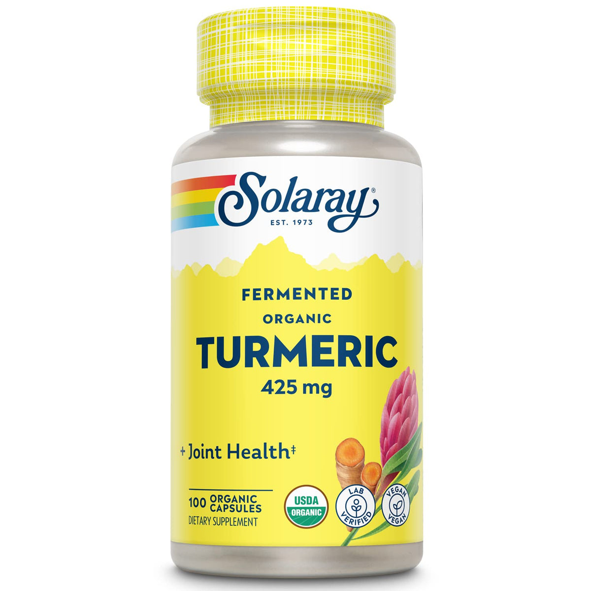 SOLARAY Fermented Turmeric Root 500mg bottle with 100 VegCaps