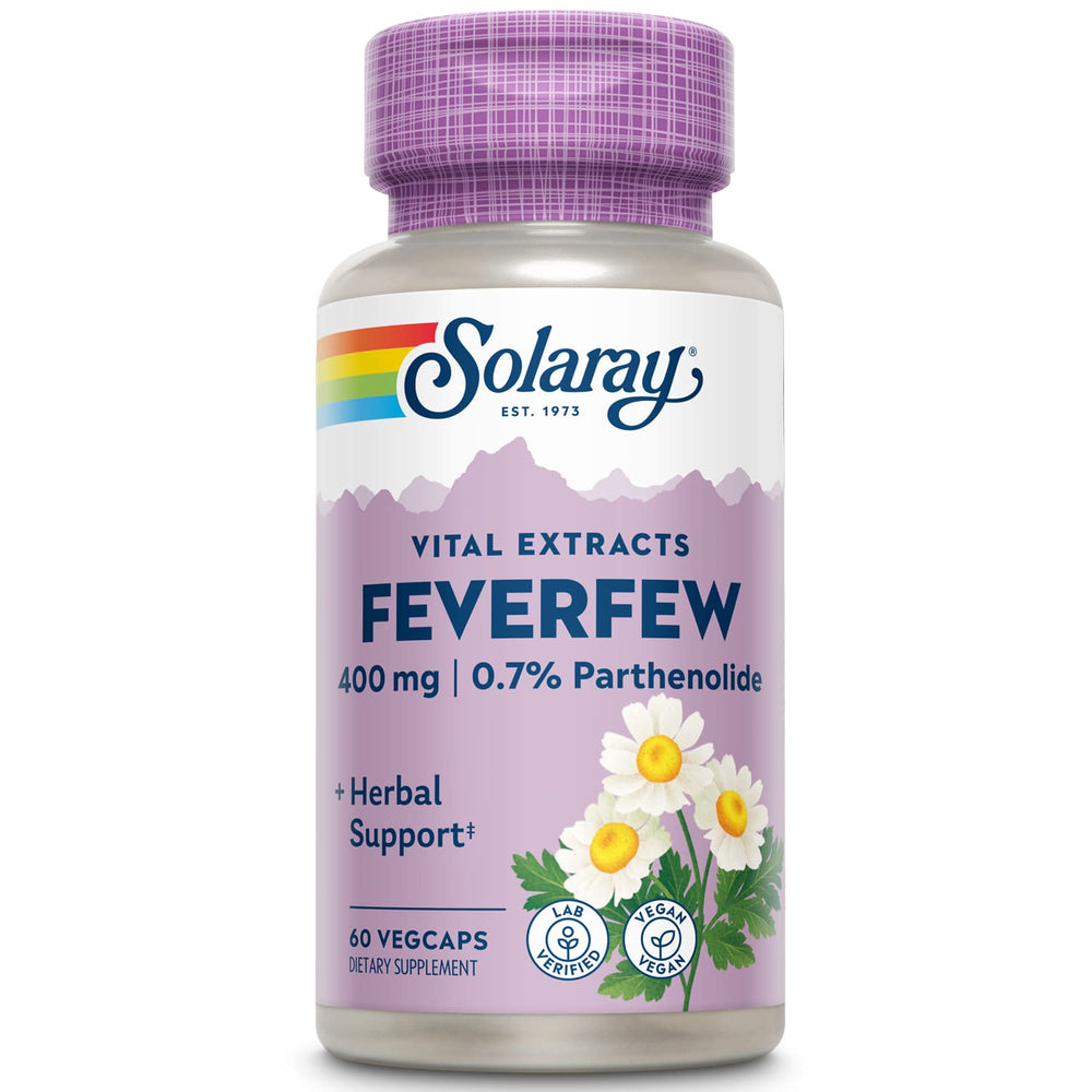 SOLARAY Feverfew Extract 400 mg bottle on white background