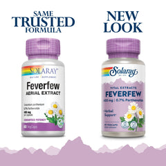 Close-up of feverfew extract capsules (60 VegCaps)