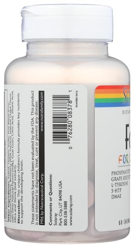 Front view of SOLARAY Focus for Children bottle label 60 count