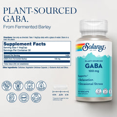 GABA 100 mg plant-sourced vegan capsules pouring from bottle