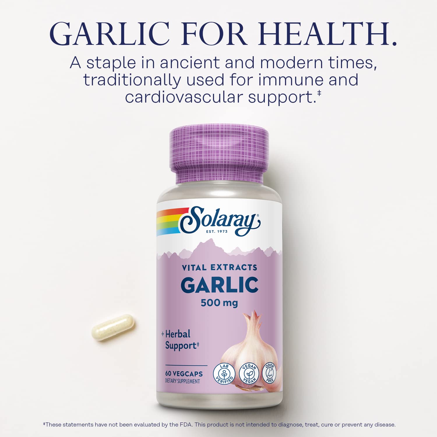 Heart health concept with SOLARAY garlic supplement