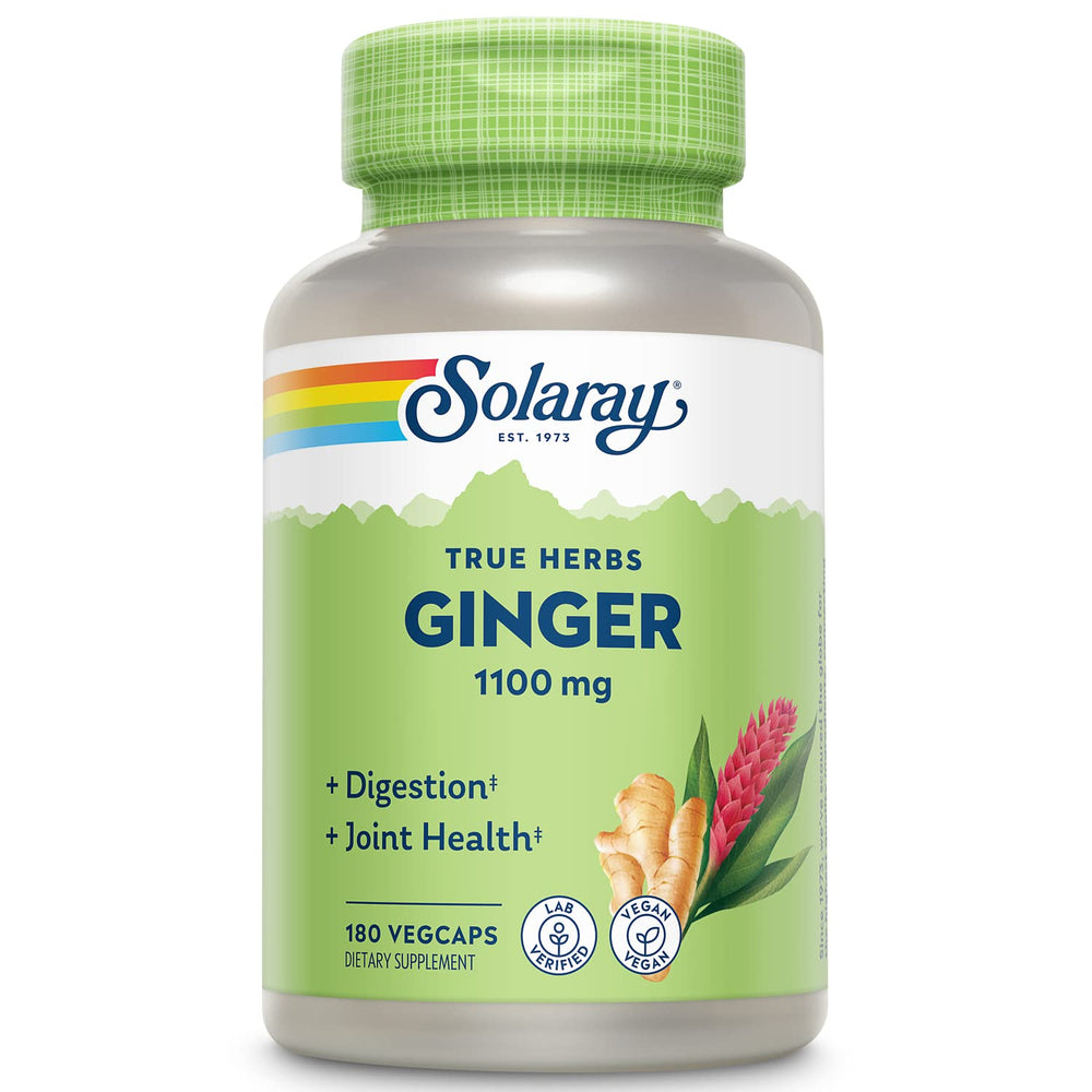 Close-up of SOLARAY Ginger Root 1100mg bottle label