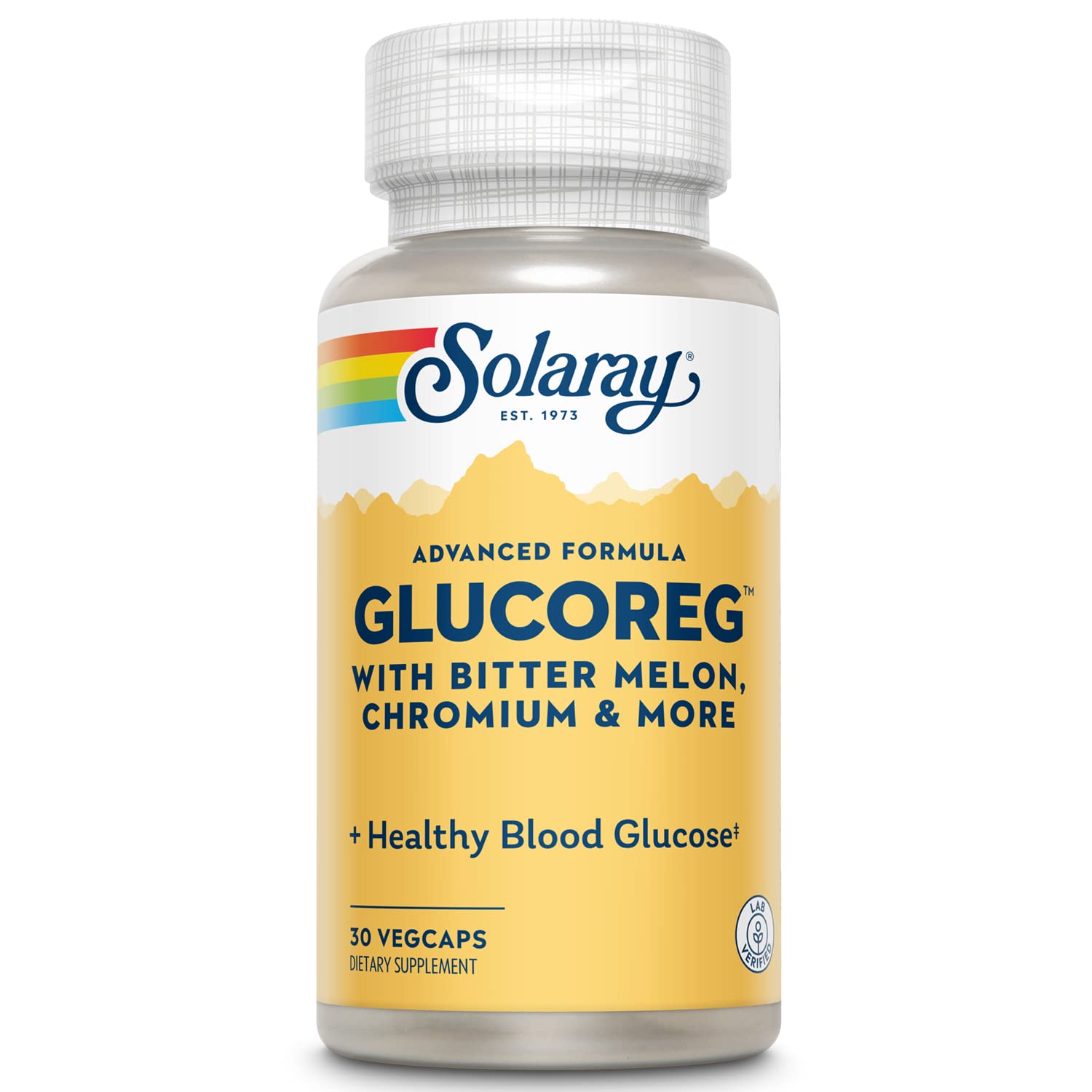 Bottle of SOLARAY GlucoReg 30 Capsules - front view