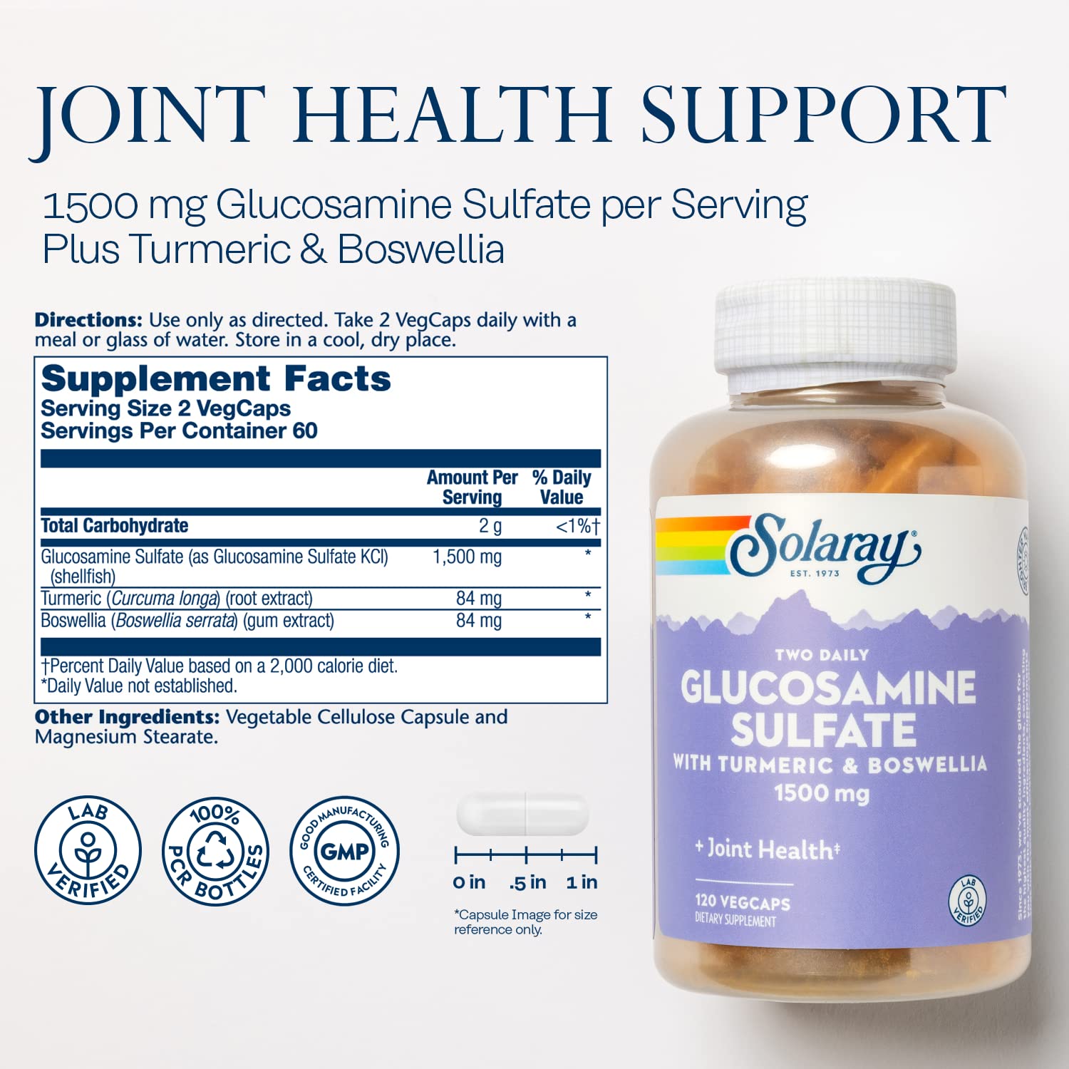 SOLARAY Glucosamine Sulfate 1500 mg packaging