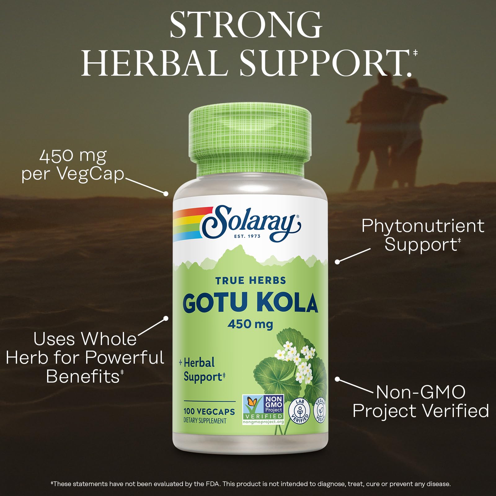 Gotu Kola capsules (450 mg) in bottle