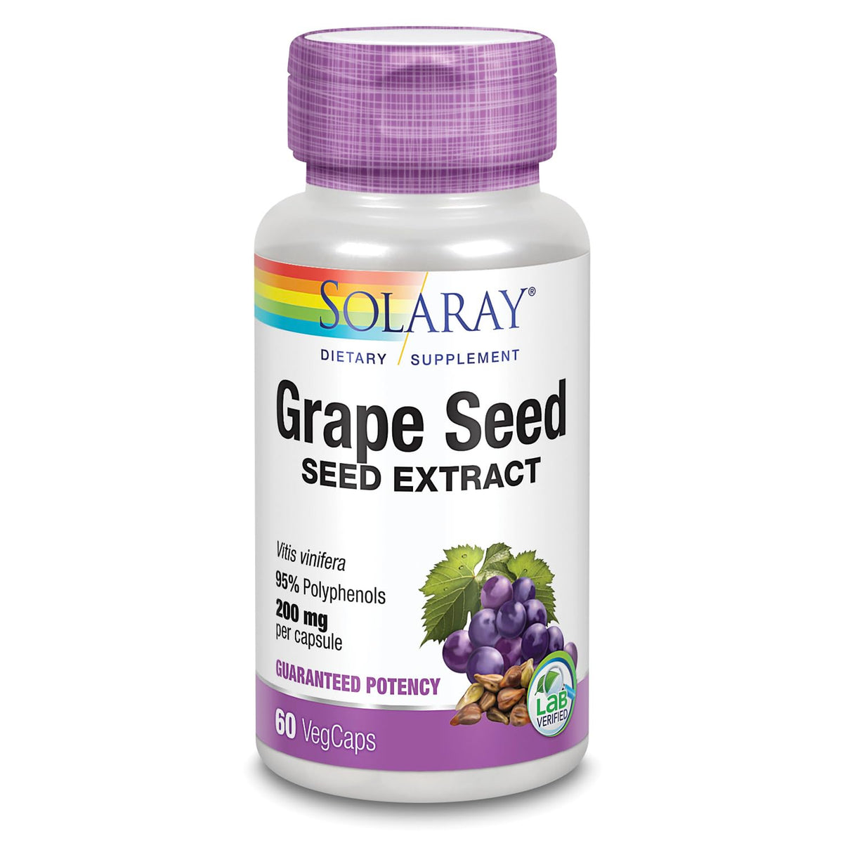 SOLARAY Grape Seed Extract 200 mg bottle – front view