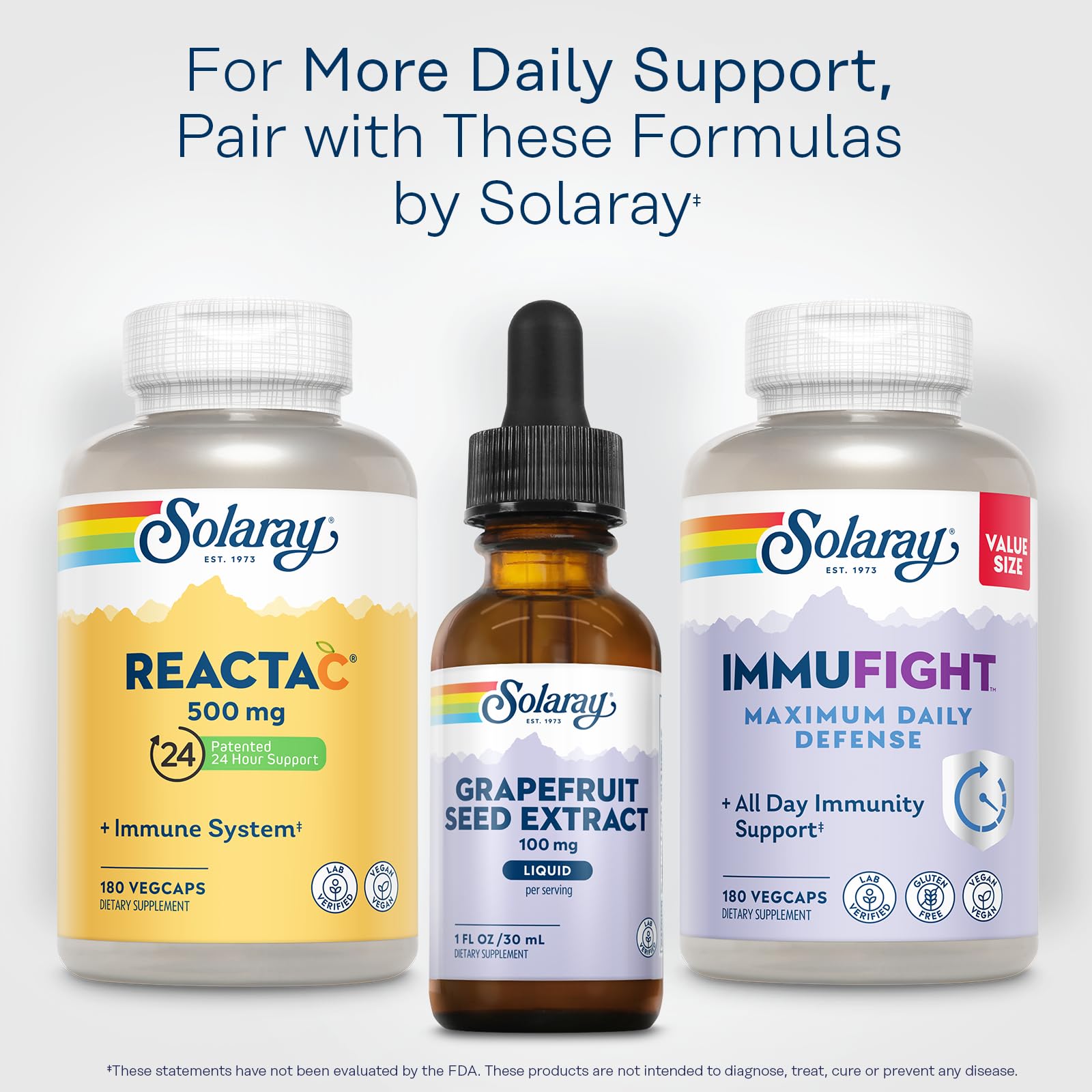 SOLARAY Grapefruit Seed Extract Drops bottle-cap shot signals natural grapefruit flavor hint and easy use.