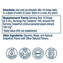 SOLARAY Grapefruit Seed Extract Drops in glass captures effortless addition to drinks for wellness support.