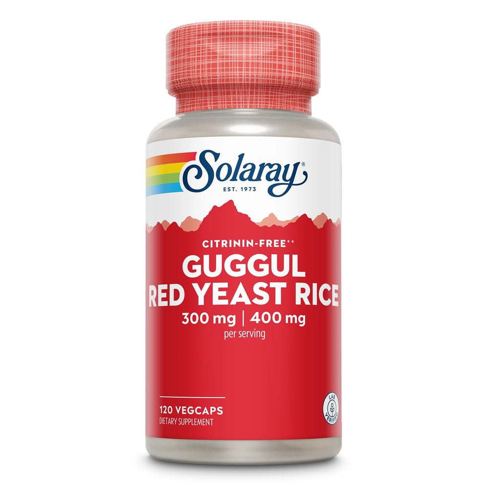 Solaray Guggul Gum Extract & Red Yeast Rice bottle front view