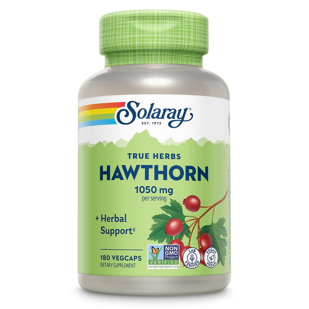 SOLARAY Hawthorn Berry Capsules bottle with 180 vegan capsules