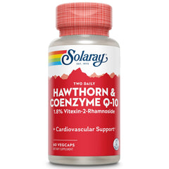Solaray Hawthorn & CoQ10 600mg Veg Cap bottle (60 count) – plastic bottle