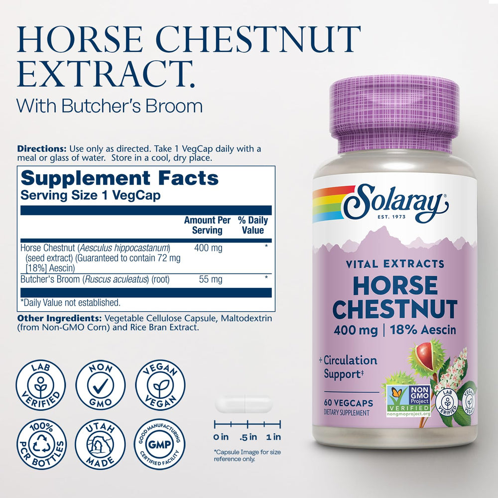 Close-up of 72 mg Aescin standardized Horse Chestnut extract