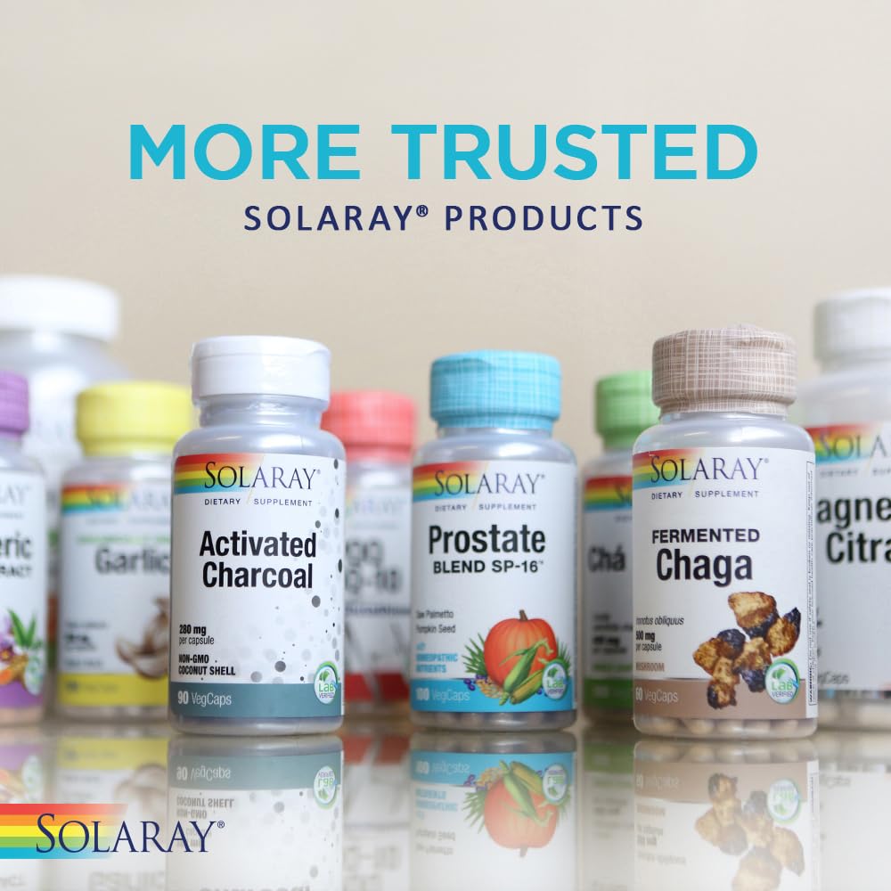 SOLARAY bottle beside morning routine items, integrates into daily wellness