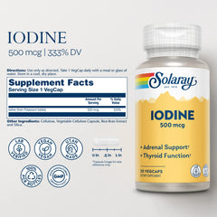 Potassium iodide ingredients for Solaray Iodine 500 mcg