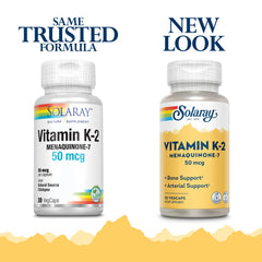 Solaray K2 MK7 Veg Cap bottle label - Vitamin K2 Menaquinone-7 50 mcg