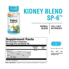 SOLARAY Kidney Blend SP-6 bottle label shows potency and purity verification.