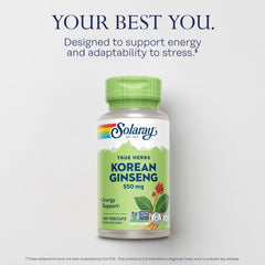 Korean Ginseng 550 mg capsules with product label
