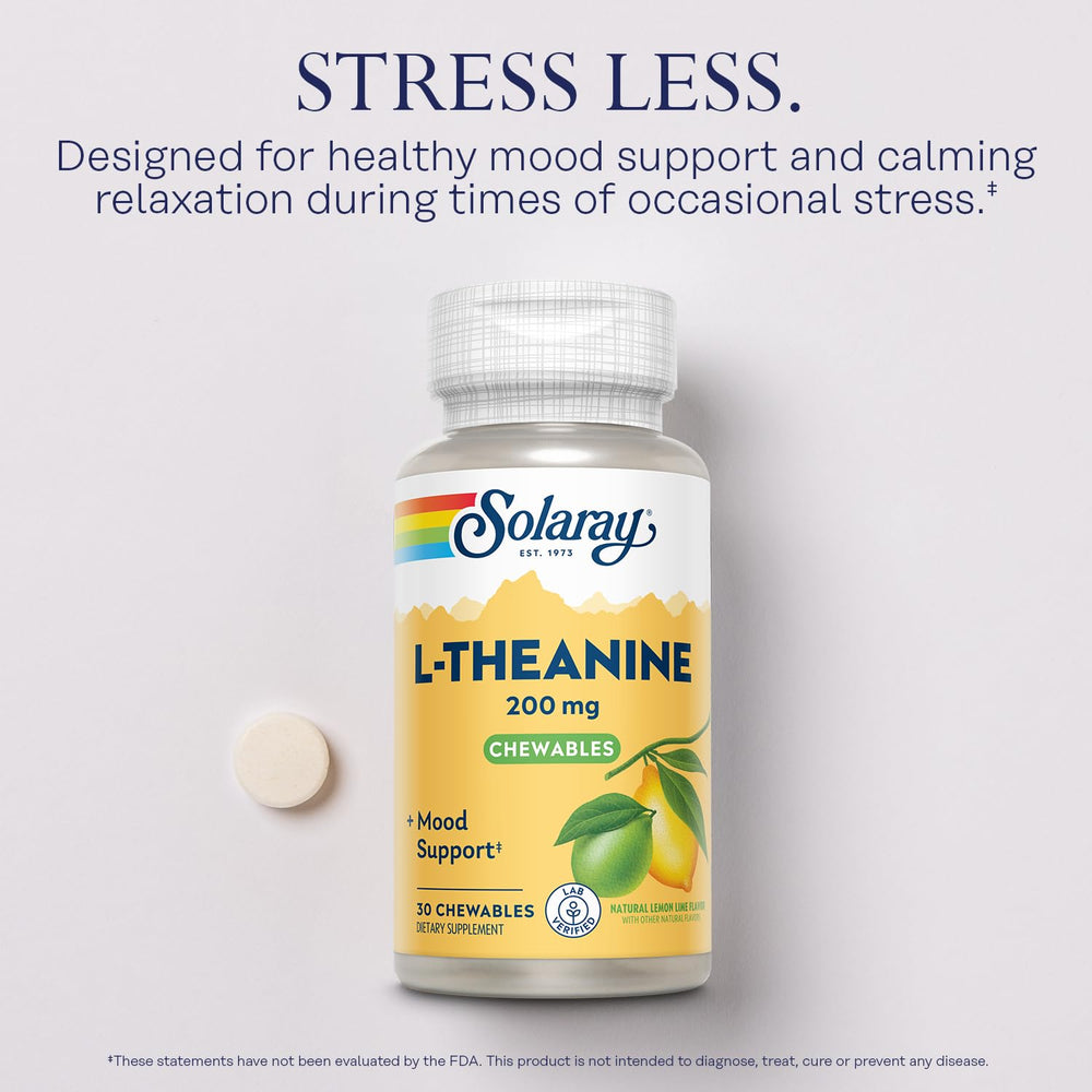 Nutrition facts panel for SOLARAY L Theanine lemon-lime chewables