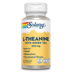SOLARAY L-Theanine 200mg with Green Tea bottle label