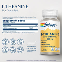 Close-up of L-Theanine 200mg and Green Tea ingredients
