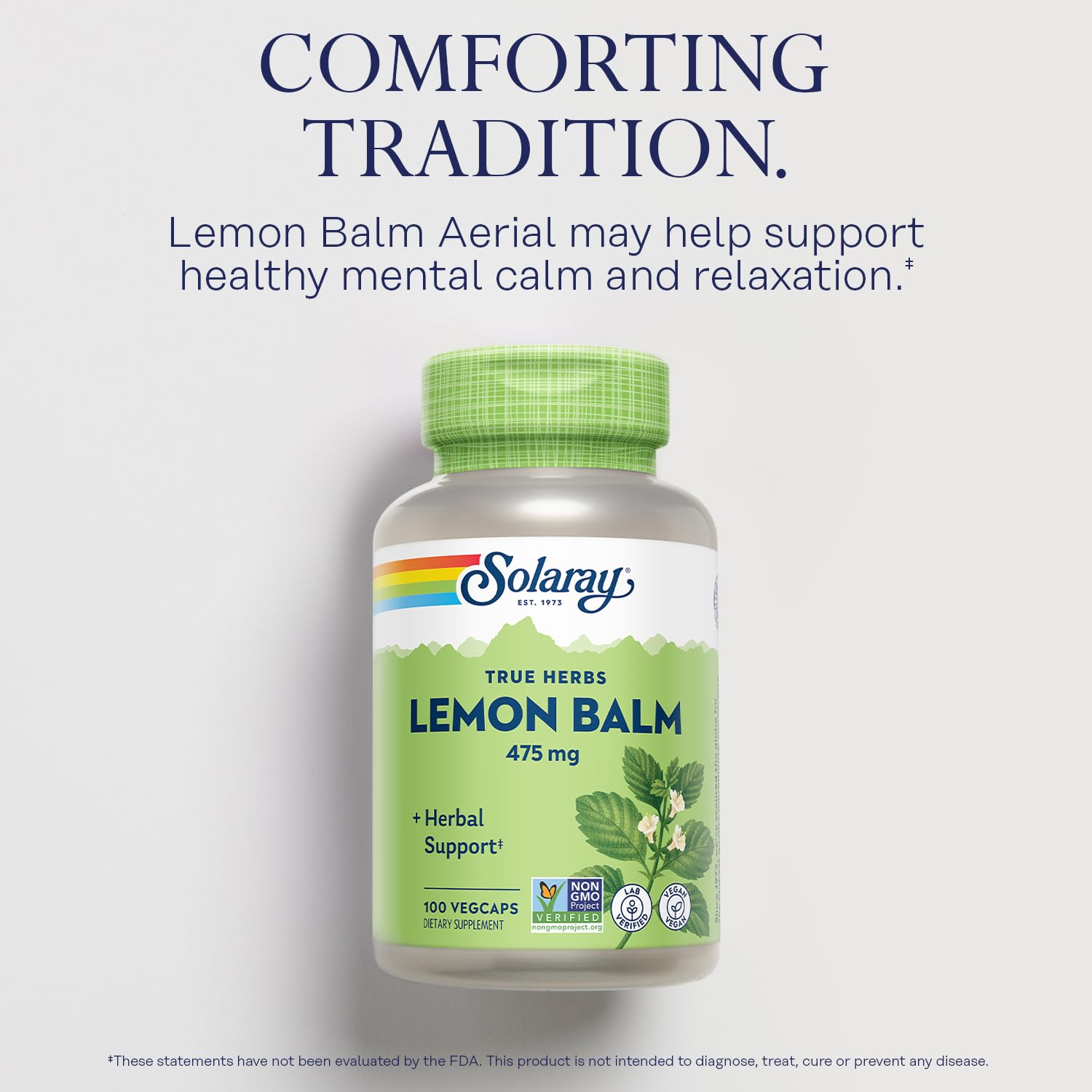 VegCaps capsules of SOLARAY Lemon Balm Aerial 475 mg