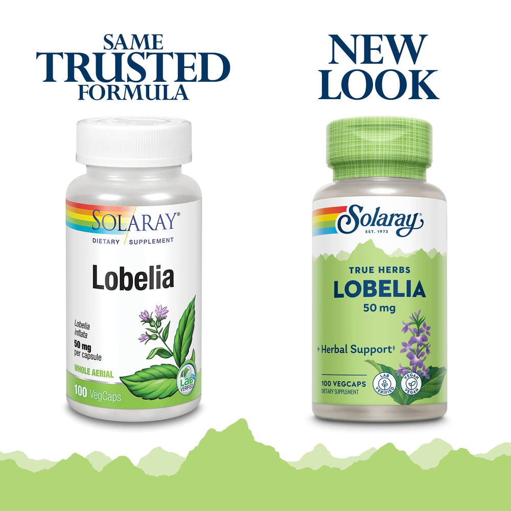 SOLARAY Lobelia Aerial 50mg product label