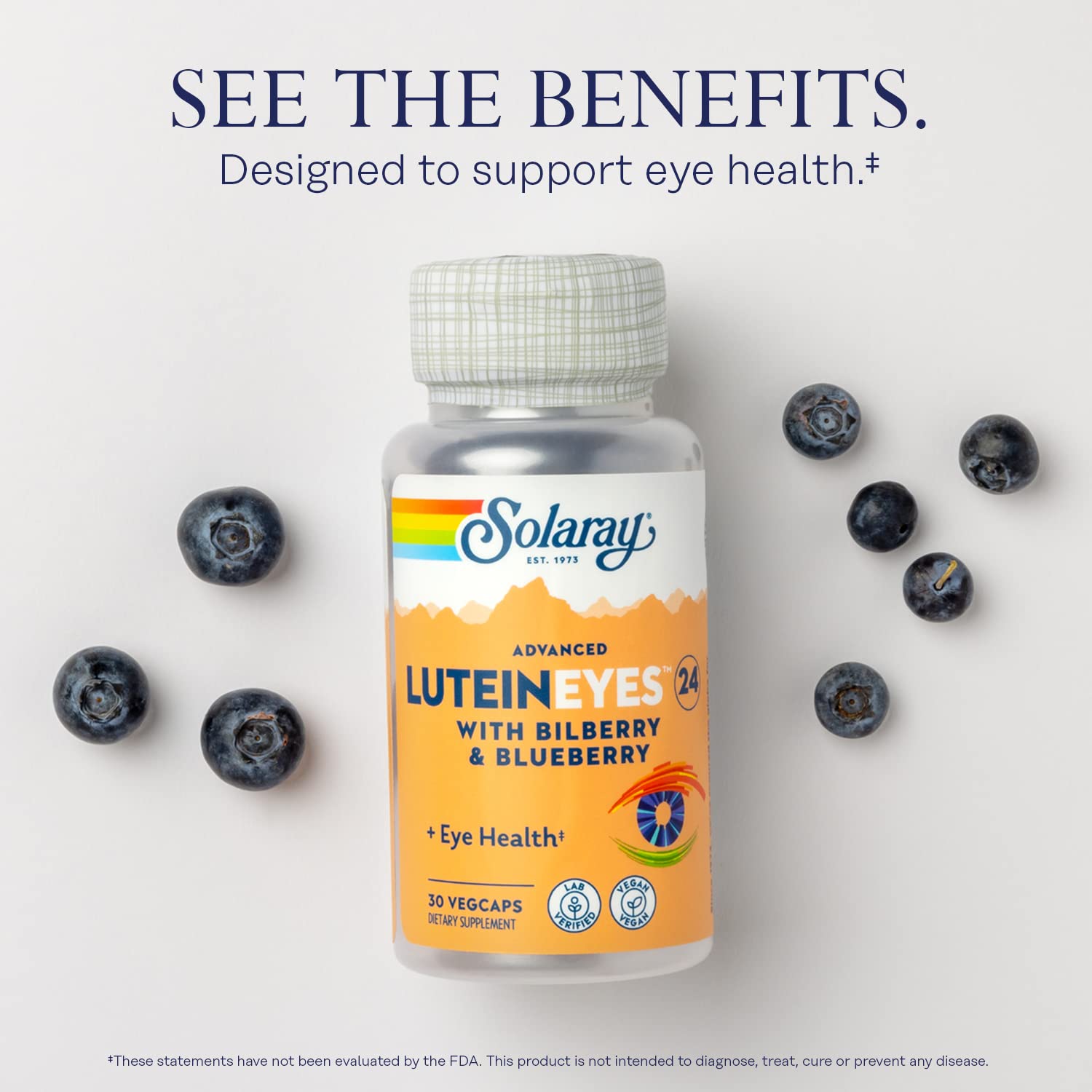 Lutein Eyes Blend ingredients: spinach, blueberry, rosemary
