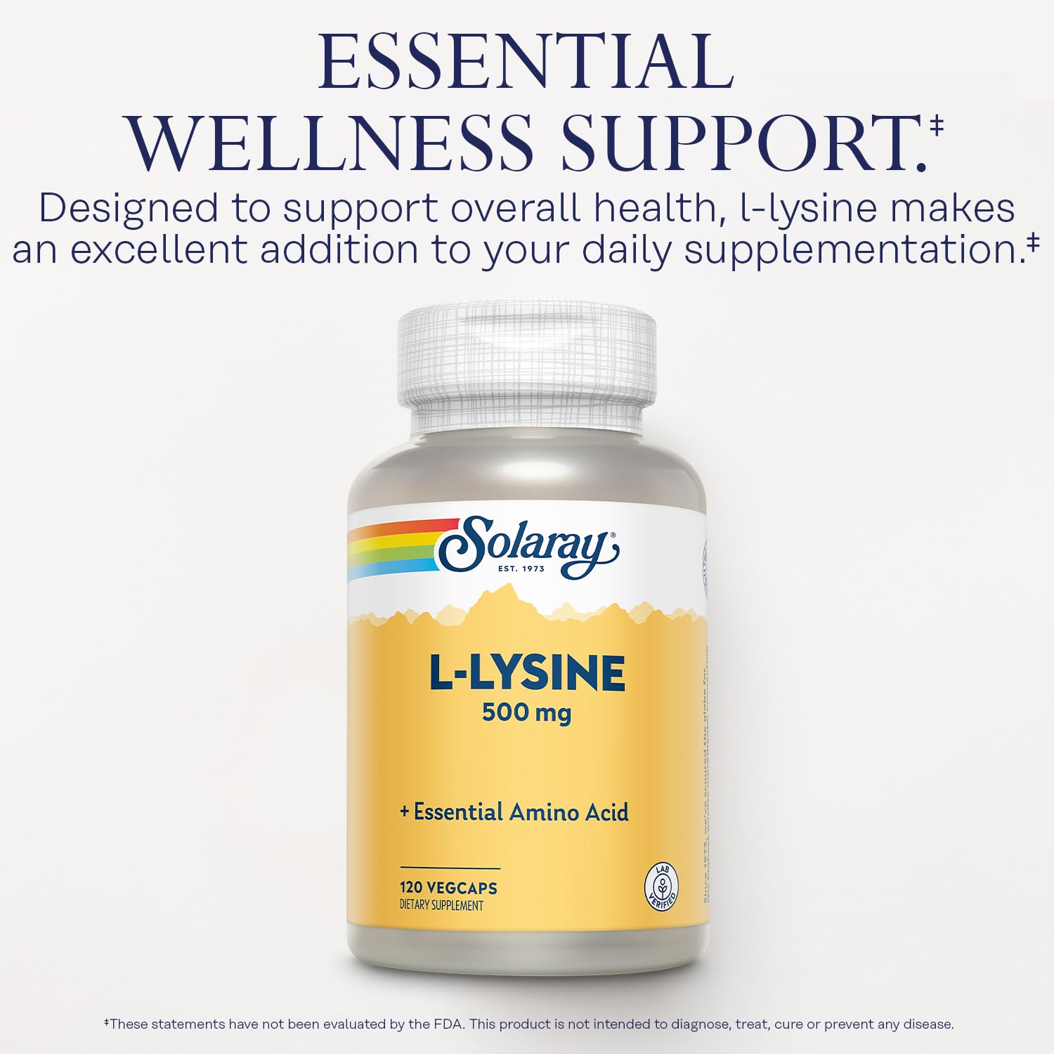 Label showing L Lysine 500 mg essential amino acid