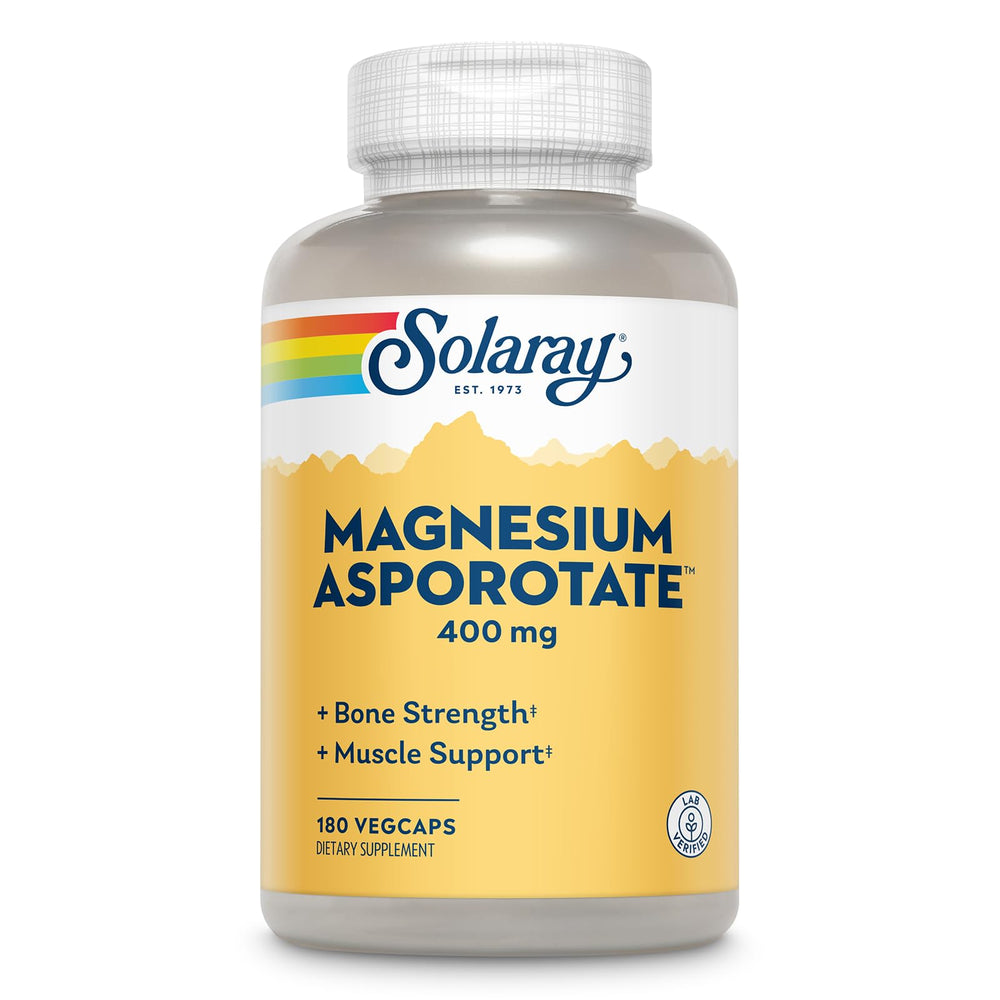 Front view of Solaray Magnesium Asporotate 400 mg bottle